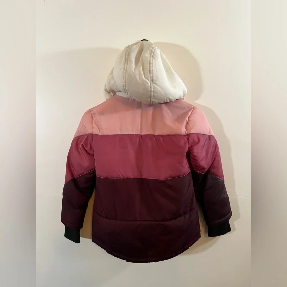 Thereabouts Girls Colorblock Puffer Jacket Hooded Winter Coat Size 6 6X